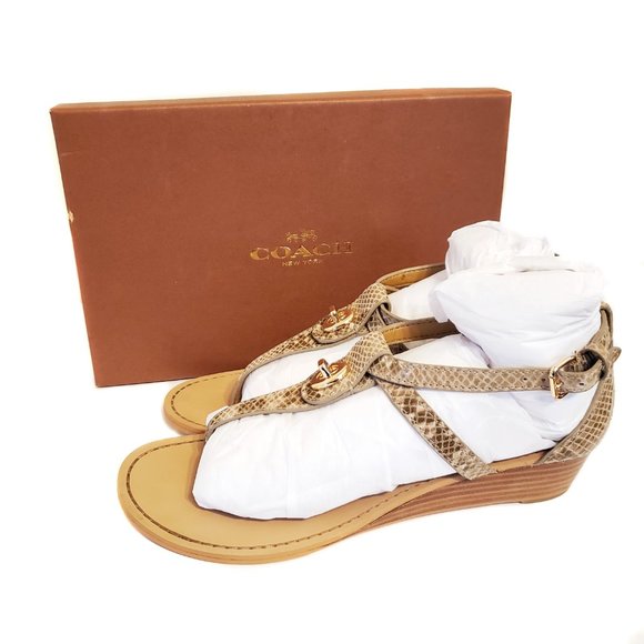 Coach Shoes Coach Ingrid Snake Print Leather Wedge Sandals Poshmark